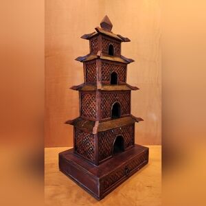 Vintage Pagoda Curio Drawer Display Piece